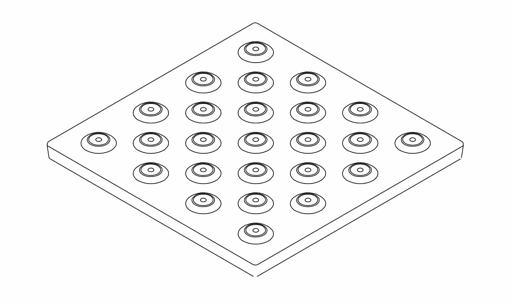 Round pattern with raised circles on plate.