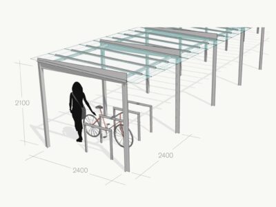 Cykelskur med plads til cykler og cyklister.