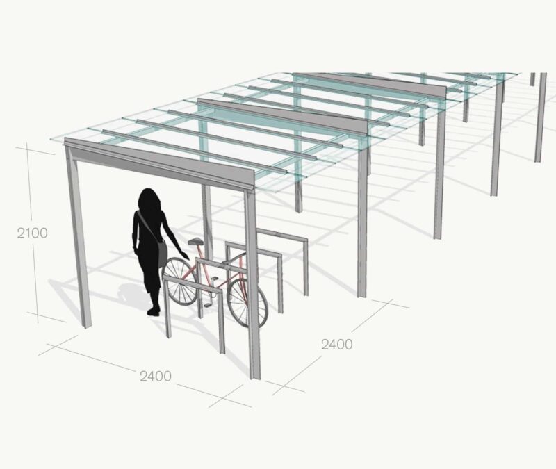 Cykelskur med plads til cykler og cyklister.