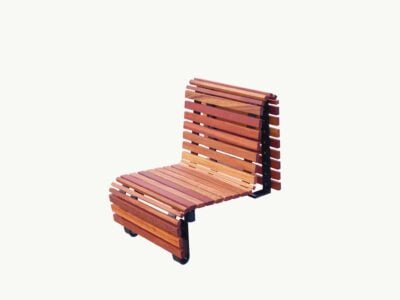 Modern wooden outdoor bench with metal frame