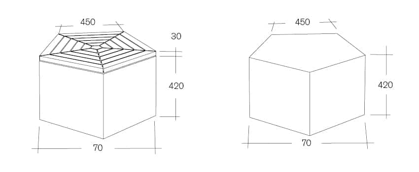 Allgemeine geometrische Form mit angegebenen Abmessungen.